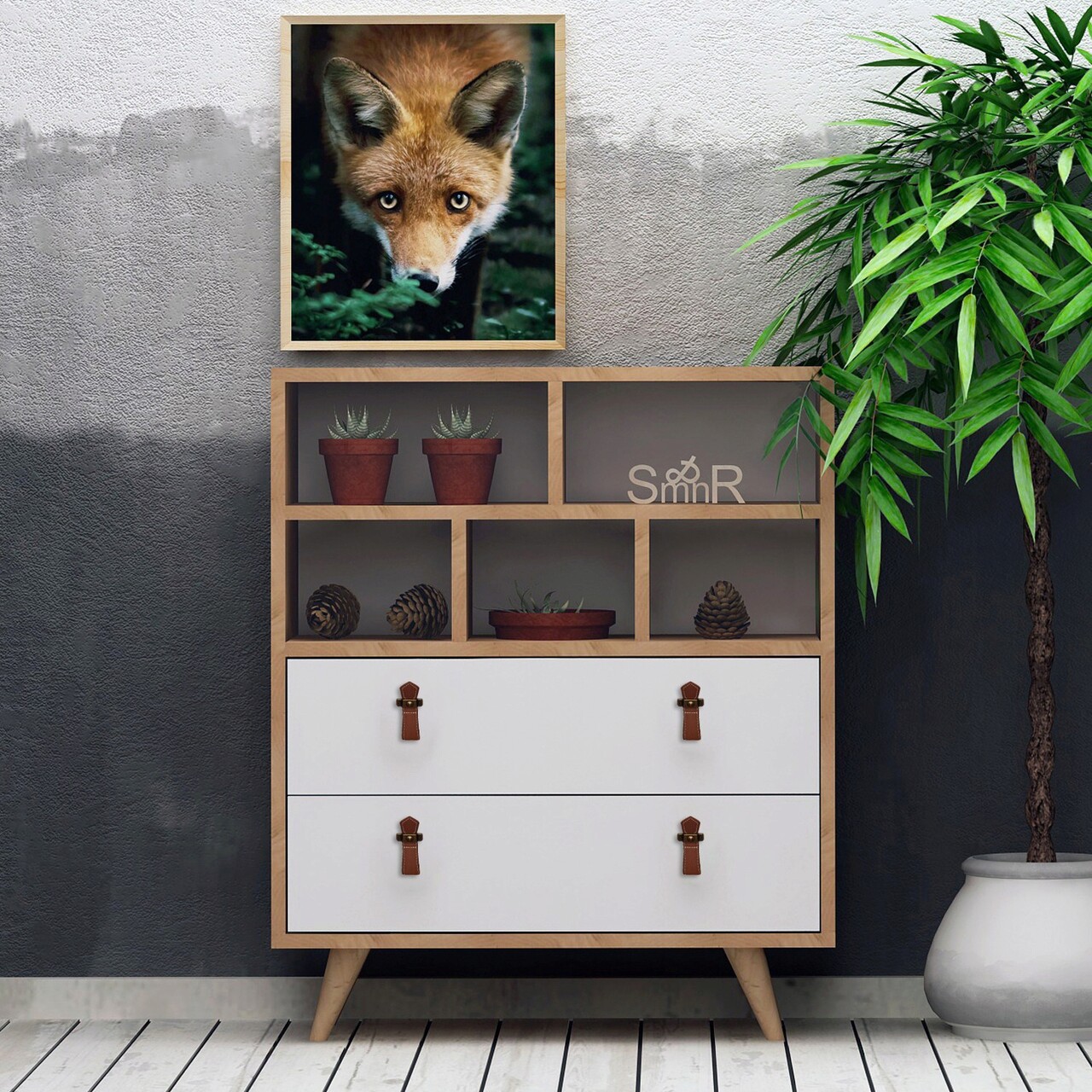 Dulap, Hanah Home, Beggu, 70x85.6x40 cm, Stejar / Alb - imagine 5